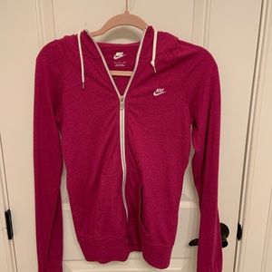 lightweight pink nike zip up hoodie